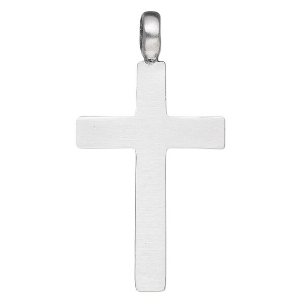 Pendant, Powerful Pewter Pendants, pewter (tin-based alloy), 61x34mm double-sided plain cross. Sold individually. image number 0