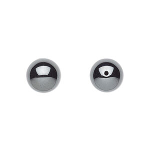 Hemalyke&trade; 1pkg4, half-drilled round bead 10mm