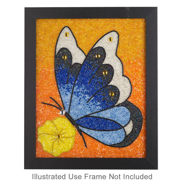 Sabrina Frey Bead Mosaic™ Starter Kit, glass / medium-density fiberboard / glue, pkg/1, multicolored, 8x10 inches with "Radiance Butterfly" design. image number 0