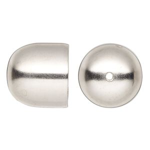 Bell component, lacquered imitation rhodium-plated carbon steel, 20x19mm with 18.5mm inside diameter. Sold per pkg of 6.
