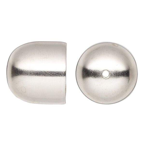 Bell component, lacquered imitation rhodium-plated carbon steel, 20x19mm with 18.5mm inside diameter. Sold per pkg of 6. image number 0