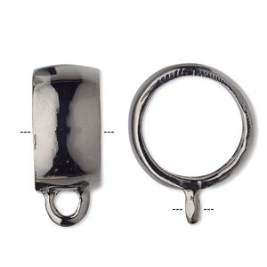 Scarf jewelry component, gunmetal-plated "pewter" (zinc-based alloy), 21mm round with closed loop, 16mm hole. Sold individually.