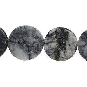 Picasso marble 1pkg1, flat round bead natural, 15 inch 17-19mm