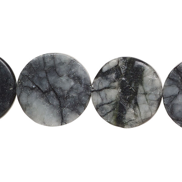 Picasso marble 1pkg1, flat round bead natural, 15 inch 17-19mm image number 0