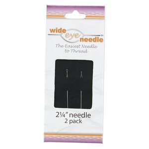 Needle, Wide-Eye Needle™, flexible, stainless steel, #18 light with 0.13mm wire width, 2-1/4 inches with loop end. Sold per pkg of 2.