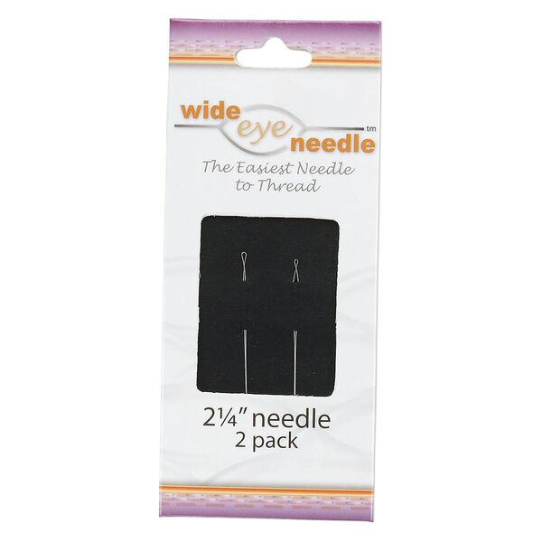 Needle, Wide-Eye Needle™, flexible, stainless steel, #18 light with 0.13mm wire width, 2-1/4 inches with loop end. Sold per pkg of 2. image number 0