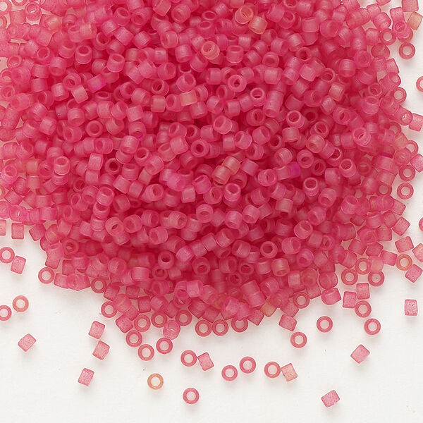 Seed bead, Delica®, glass, pkg/7.5g, #11 round, translucent matte dark rose light topaz (DB-0778). image number 0