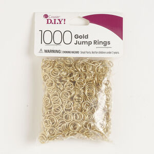 Jump ring 1pkg1000, gold-finished steel, 8mm open round, 6.2mm inside diameter, 18 gauge.