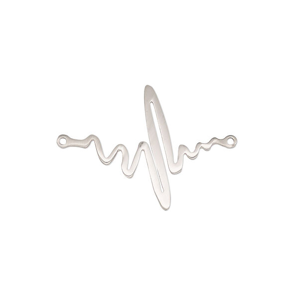 Link, stainless steel, 24x19mm double-sided heart beat symbol. Sold per pkg of 2. image number 0