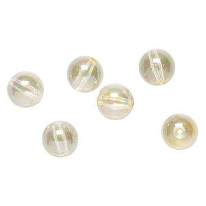 Bead, vintage Lucite&reg;, acrylic, golden AB, 14mm round. Sold per pkg of 6.
