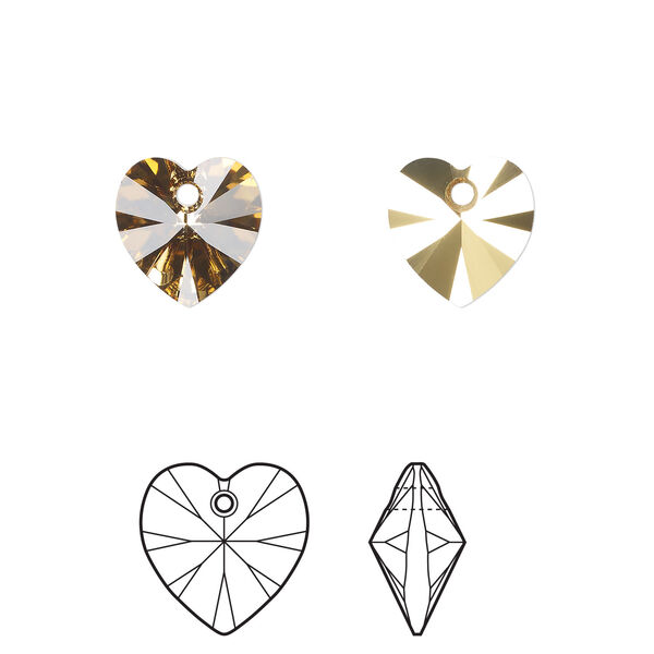 Drop 1pkg4 crystal aurum, Crystal Passions® 10mm pendant heart 6228 image number 0