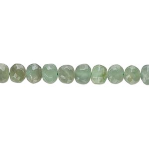 Emerald green chalcedony 1pkg1, hand-cut faceted pebble bead 14 inch small