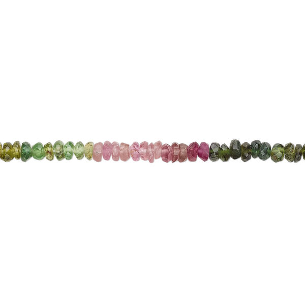 Multi-tourmaline 1pkg1, hand-cut faceted rondelle bead natural 14 inch 2x1mm-3x2mm image number 0
