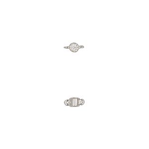 Link, sterling silver and cubic zirconia, clear, 2.5mm double-sided round. Sold individually.