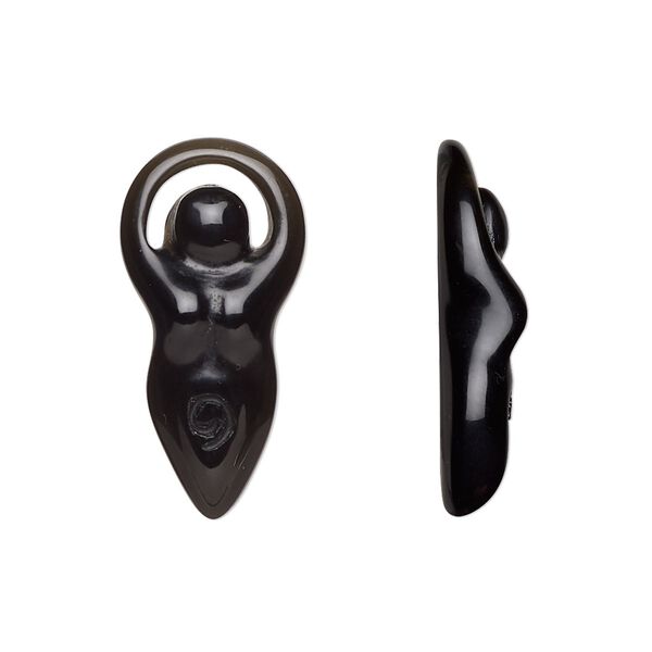 Black onyx 1pkg1, hand-cut undrilled goddess component 24x12mm-26x13mm image number 0