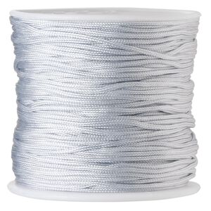 Cord, imitation silk, grey, 1mm. Sold per 100-foot spool.