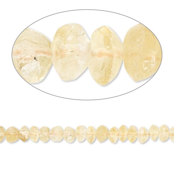 Bead, citrine (dyed / heated), 4x2mm-5x3mm hand-cut faceted rondelle, B- grade, Mohs hardness 7. Sold per 14-inch strand. image number 0