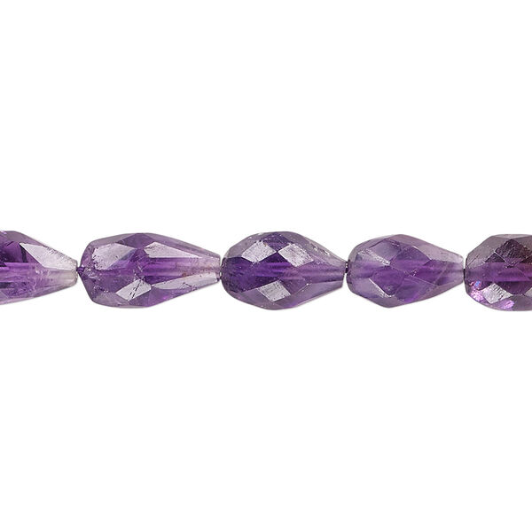 Bead, amethyst (natural), 8x5mm-12x7mm hand-cut faceted teardrop, C grade, Mohs hardness 7. Sold per 15-1/2" to 16" strand. image number 0