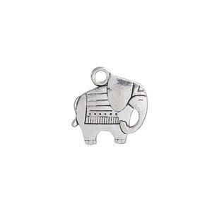 Charm, antique silver-plated "pewter" (zinc-based alloy), 18x16.5mm double-sided elephant. Sold per pkg of 10.