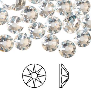 Flat back 12pk crystal moonlight foil back, Crystal Passions® 8.412-8.672mm rose round SS40 2088