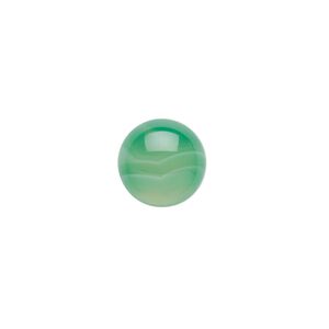 Striped green agate 1pkg10, calibrated round cab 12mm