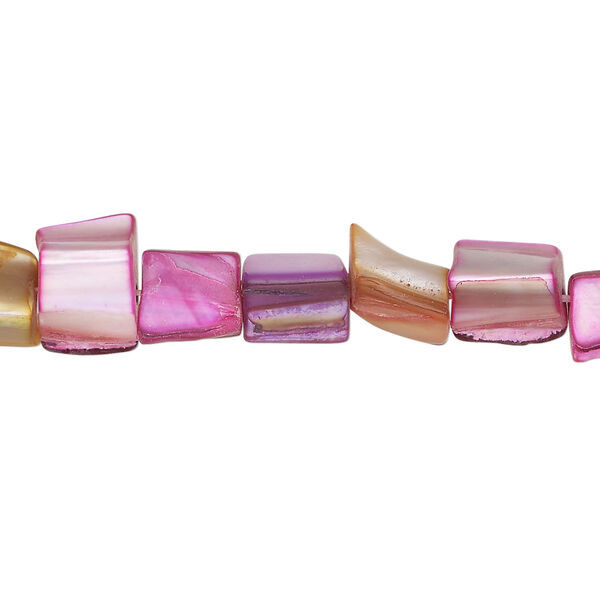 Mother-of-pearl shell 1pkg1, triangle tube bead 14 inch yellow / orange / fuchsia 7x7mm-11x9mm image number 0