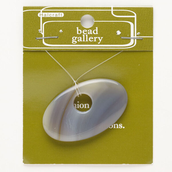 Focal, grey agate (dyed), pkg/1, 50x30mm machine-cut oval go-go, B- grade. image number 0