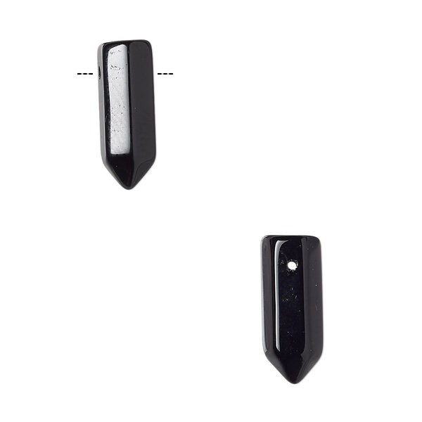 Bead, black onyx (dyed), 16x5mm-19x6mm hand-cut top-drilled point, B grade, Mohs hardness 6-1/2 to 7. Sold per pkg of 2. image number 0