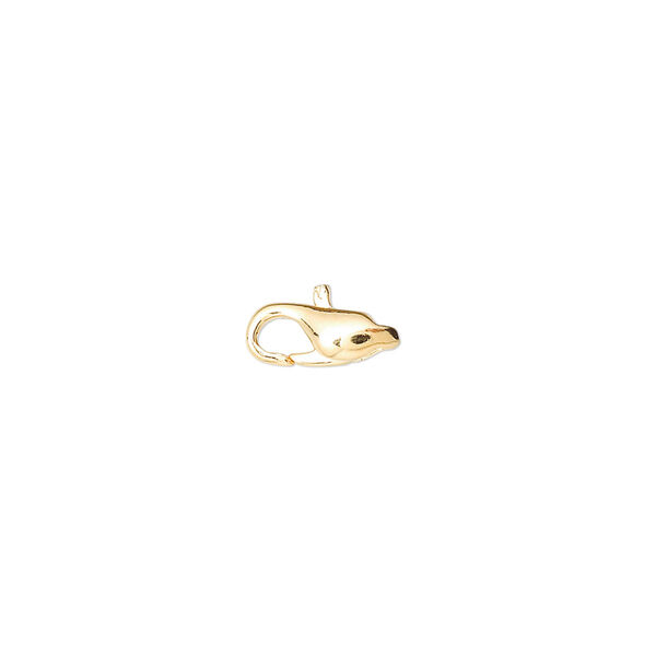 Clasp, lobster claw, gold-plated brass, 9x4mm. Sold per pkg of 100. image number 0