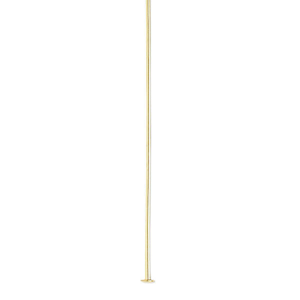 Head pin, gold-plated brass, 2 inches, 21 gauge. Sold per pkg of 1,000. image number 0