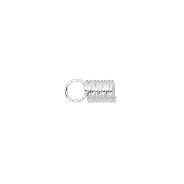 Cord coil, glue-in, silver-finished steel, 11x5.5mm with 3.5mm inside diameter. Sold per pkg of 40. image number 0