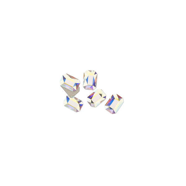 Flat back 6pk crystal AB foil back, Crystal Passions® 3.7x2.5mm emerald jewel 2602 image number 0