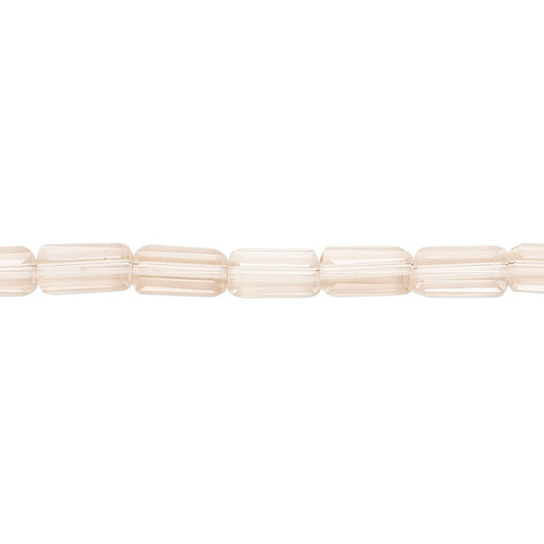 Bead, glass, 18-facet, light pink, 8x4mm faceted square tube. Sold per 8-inch strand, approximately 25 beads. image number 0