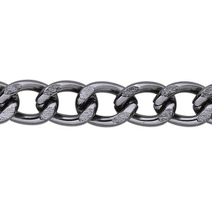 Chain 1pkg1 curb, 10mm, aluminum / anodized gunmetal 5 foot unfinished