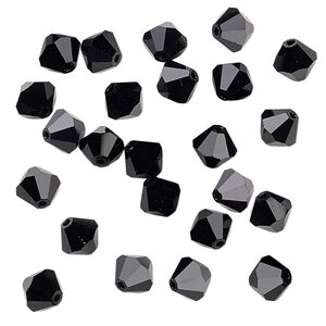 Bead 288pk jet, Preciosa Czech crystal 6mm bicone