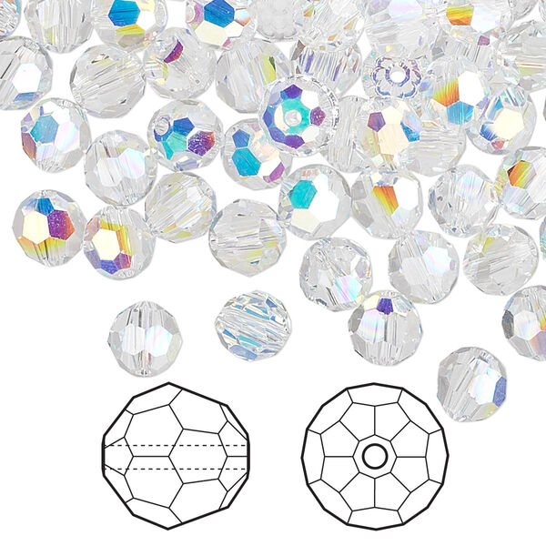 Bead 360pk crystal AB, Crystal Passions® 6mm round 5000 image number 0
