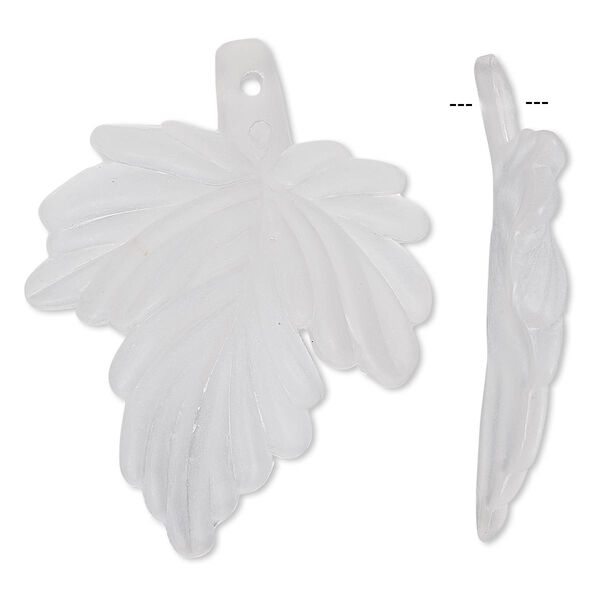 Focal, acrylic, frosted clear, 45x37mm leaf. Sold per pkg of 25. image number 0