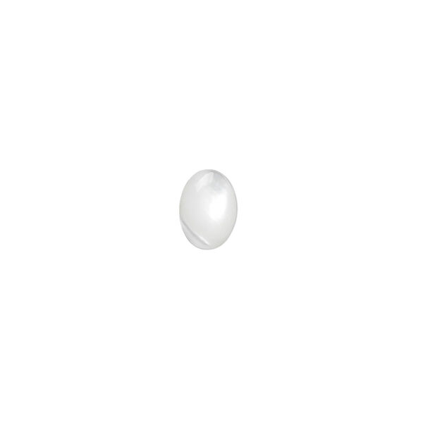 Cabochon, mother-of-pearl shell (bleached), white, 7x5mm calibrated oval, Mohs hardness 3-1/2. Sold per pkg of 6. image number 0