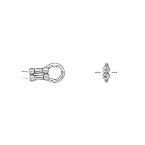 Crimp end, JBB Findings, antiqued sterling silver, 11x6mm 2-strand, 0.6mm inside diameter. Sold per pkg of 4.