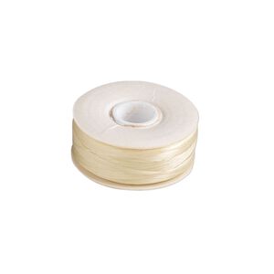 Thread, Nymo®, nylon, light tan, size OO. Sold per 110-yard bobbin.