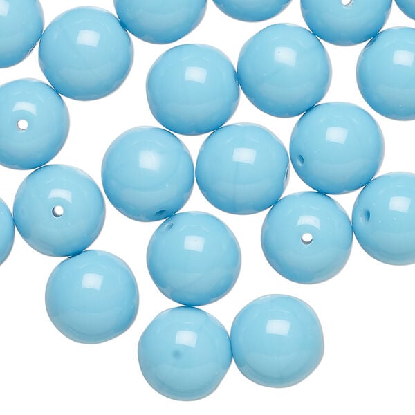 Bead, Czech glass druk 1pkg40, opaque turquoise blue, 10mm round. image number 0
