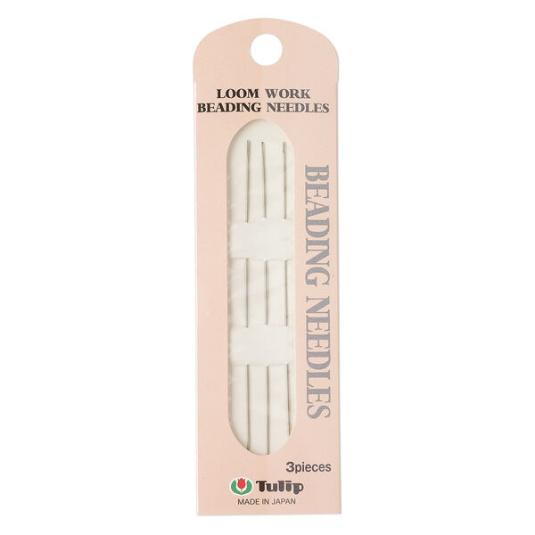 Needle, loom, Tulip, nickel-plated steel, 0.5mm with 0.68mm needle eye width, 3-1/2 inches. Sold per pkg of 3. image number 0