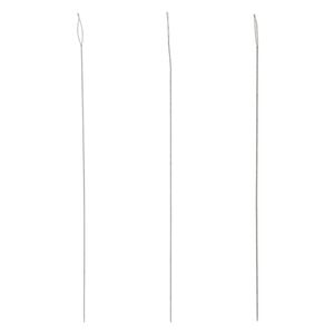 Needle, Beadalon®, stainless steel, pkg/3 piece set, 5 inches, fine (0.30mm) /medium (0.36mm) / heavy (0.51mm), collapsible-eye twisted wire.