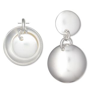 Drop, Hill Tribes, silver-plated brass, 21mm and 14mm concave round. Sold individually.