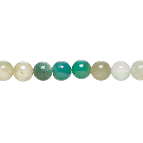 Green agate 1pkg1, hand-cut round bead, 14 inch 6-7mm image number 0