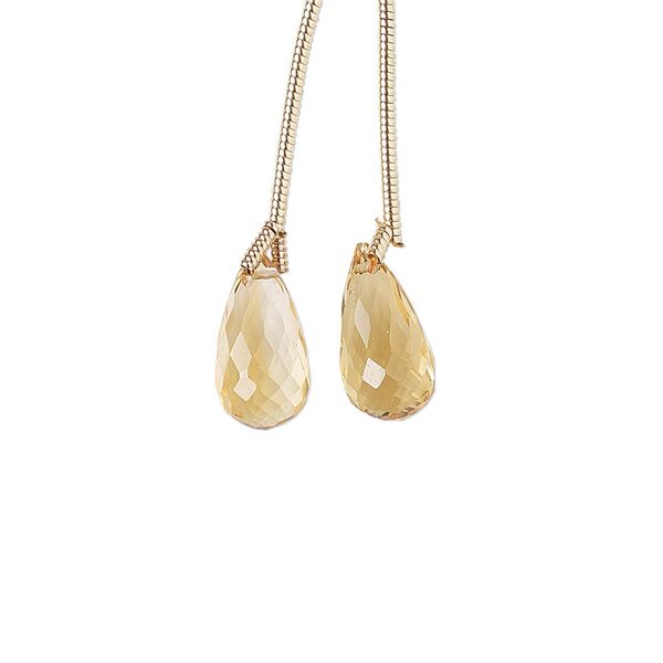 Citrine 1pkg2, hand-cut top-drilled faceted briolette bead 12x6mm image number 0