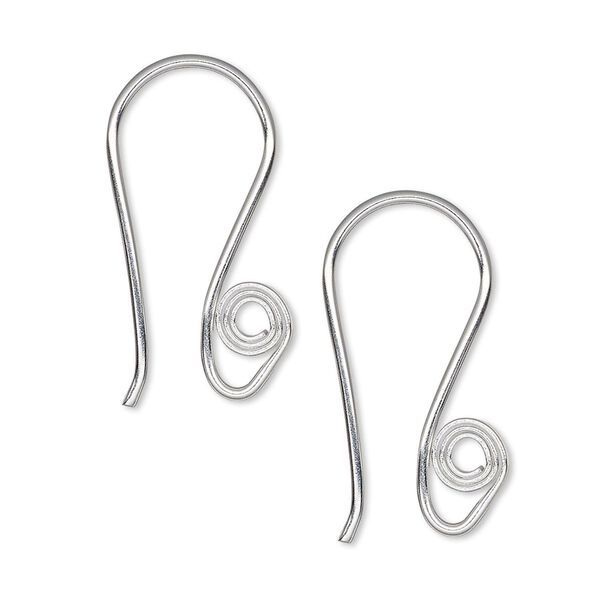 Ear wire fishhook 1pkg4 Hill Tribes silver-plated, 25mm / open loop / spiral, 18 gauge brass 2 pair image number 0