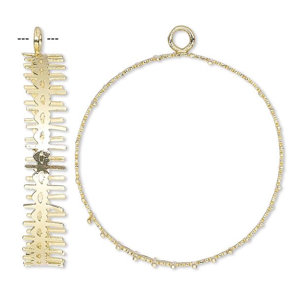 Focal, gold-finished brass, 31mm round with open back and decorative trim, 30mm round bezel. Sold per pkg of 4. image number 0