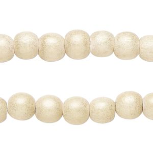 Taiwanese cheesewood 1pkg2, hand-cut painted round bead 15.5-16 inch gold cream 8mm