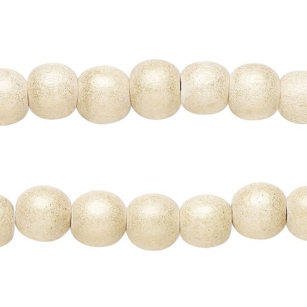 Taiwanese cheesewood 1pkg2, hand-cut painted round bead 15.5-16 inch gold cream 8mm image number 0